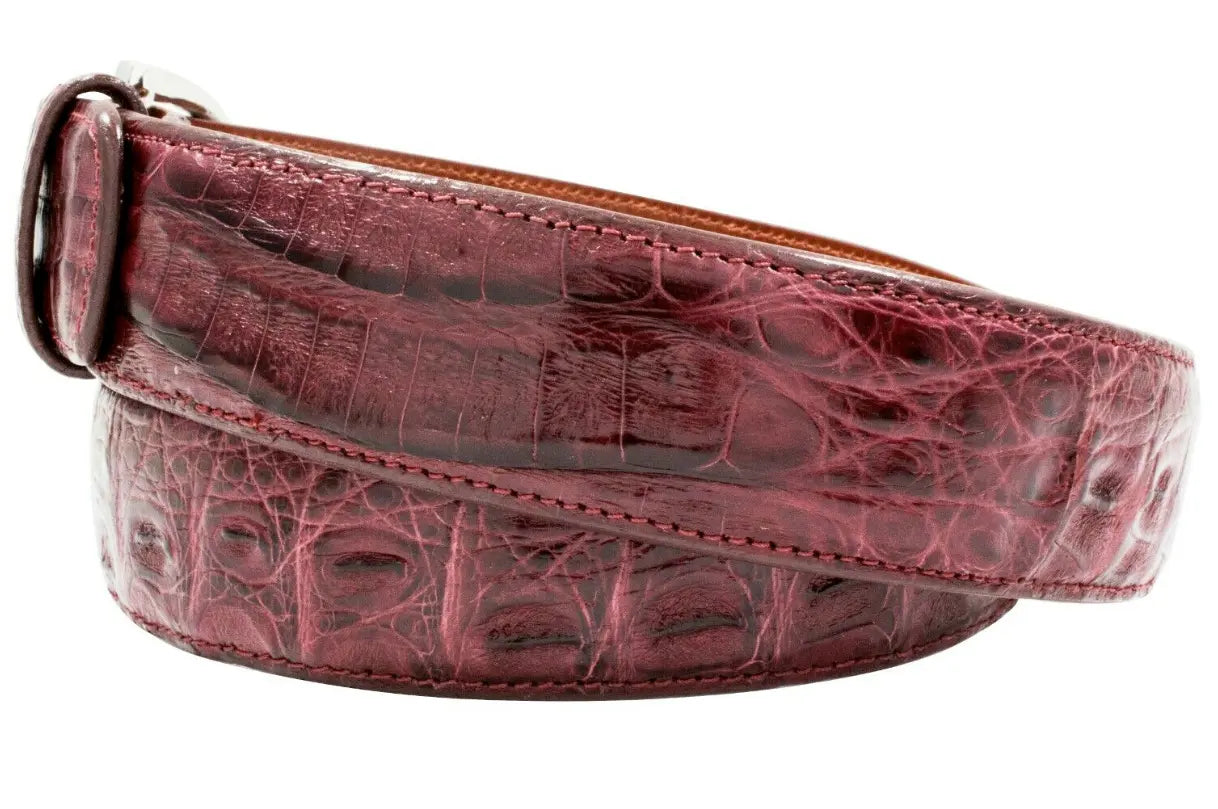 Burgundy Alligator Leather Belt
