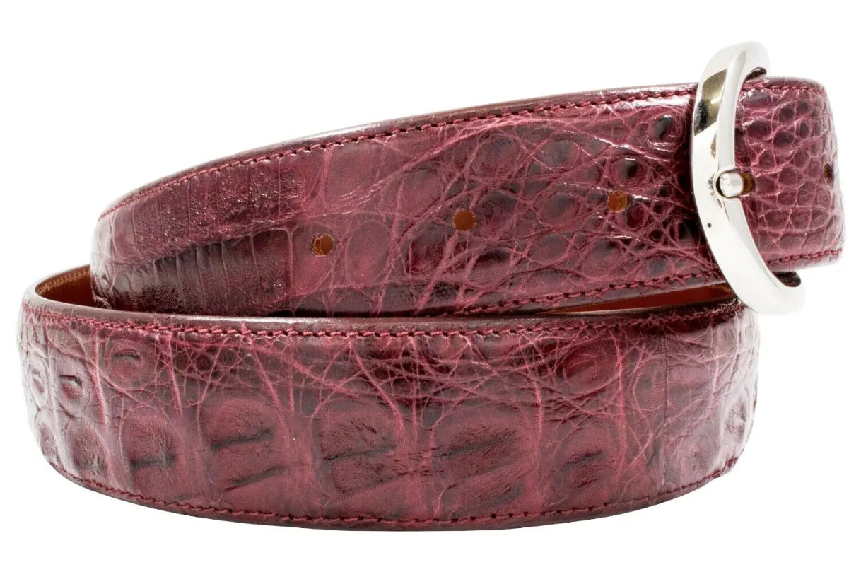 Burgundy Alligator Leather Belt