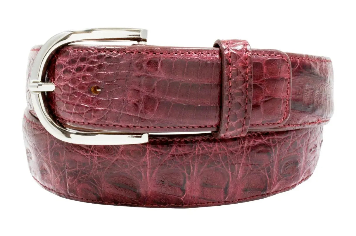 Burgundy Alligator Leather Belt
