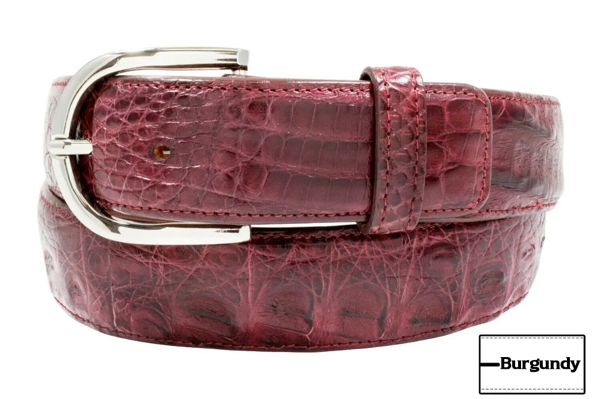 Burgundy Alligator Leather Belt