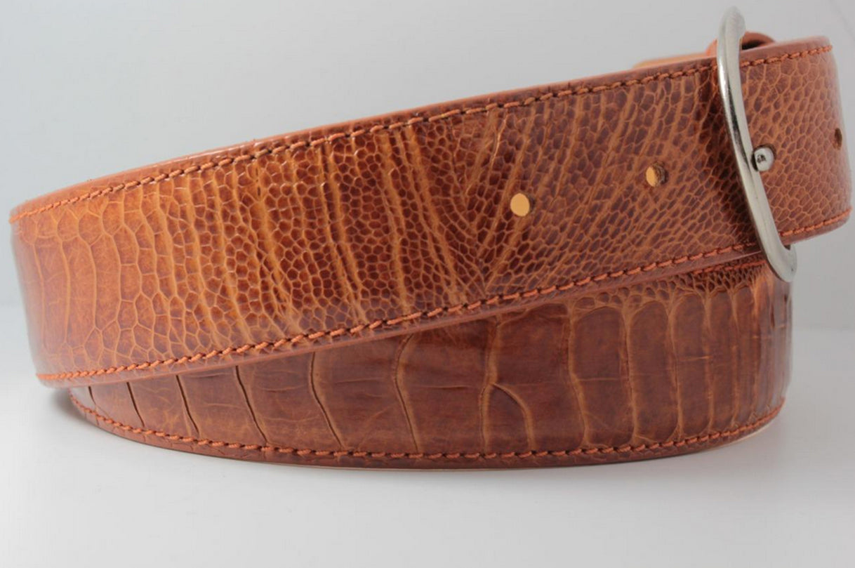 Cognac Ostrich Leg Leather Belt