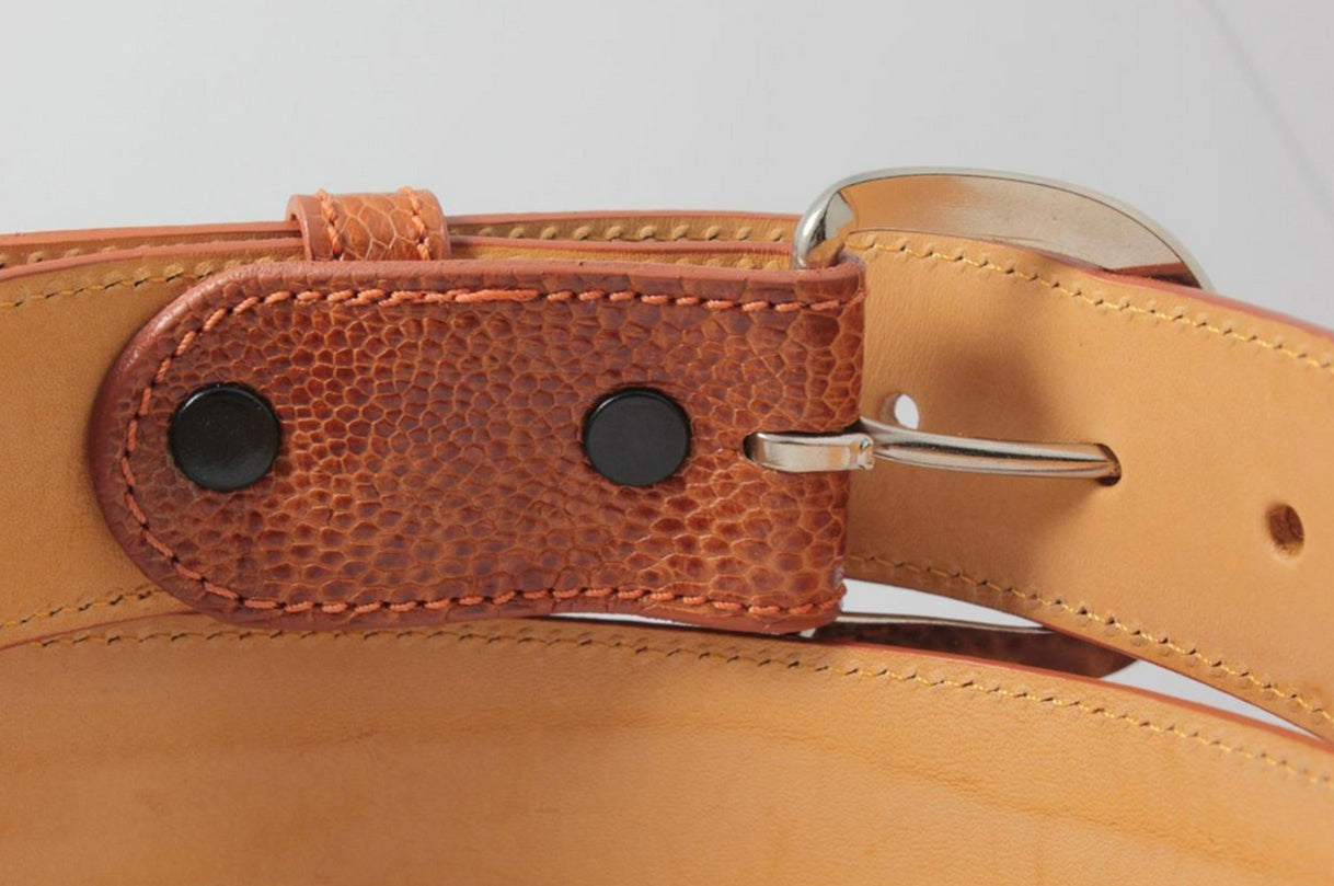 Cognac Ostrich Leg Leather Belt