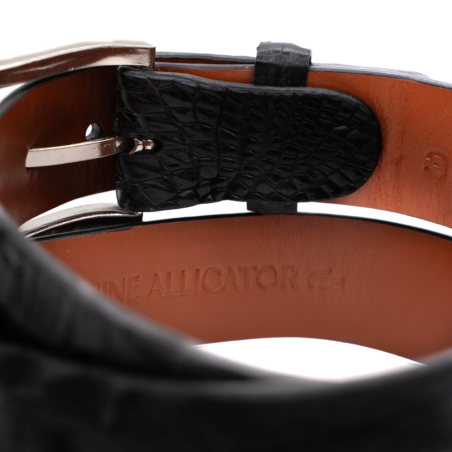 Hornback Black Caiman Crocodile Leather Belt