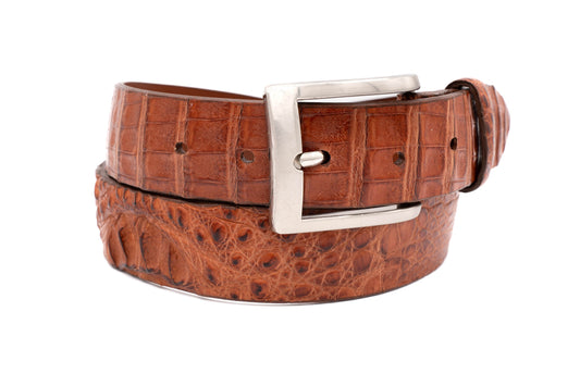 Hornback Cognac Caiman Crocodile Leather Belt