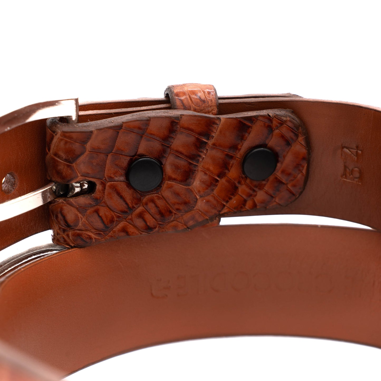 Hornback Cognac Caiman Crocodile Leather Belt