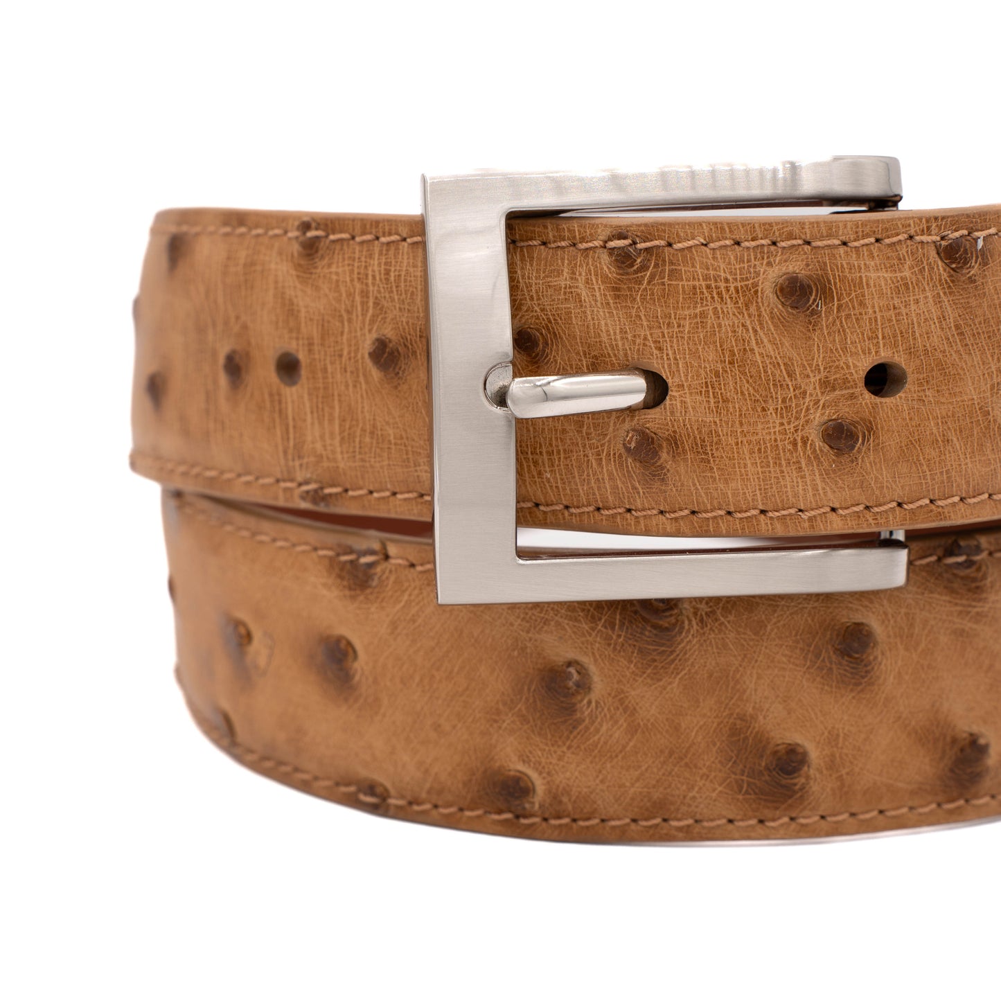Tan Bruciato Full Quill Ostrich Leather Belt