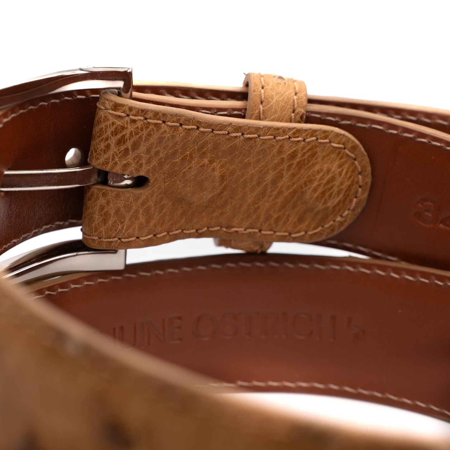 Tan Bruciato Full Quill Ostrich Leather Belt