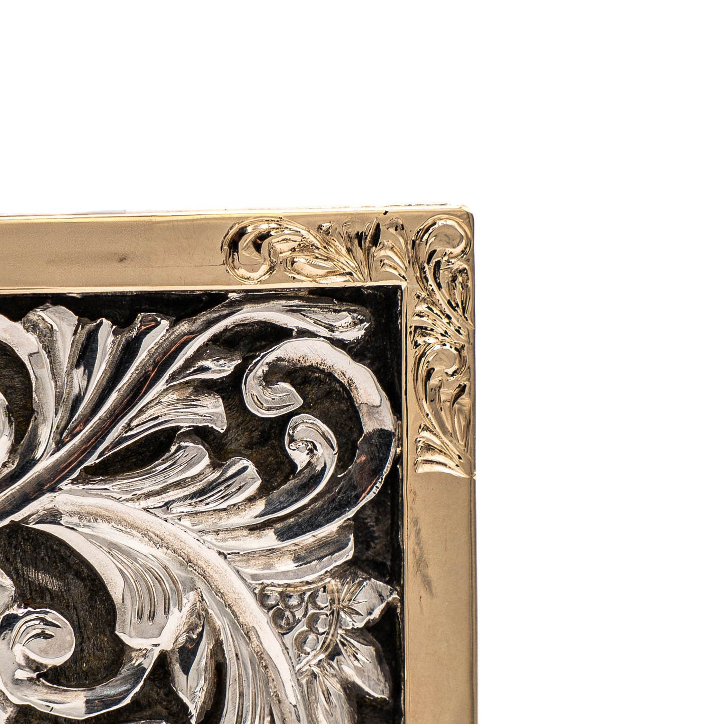 Gold Strike Solid Yellow Gold & Sterling Silver Hand Engraved Belt Buckle