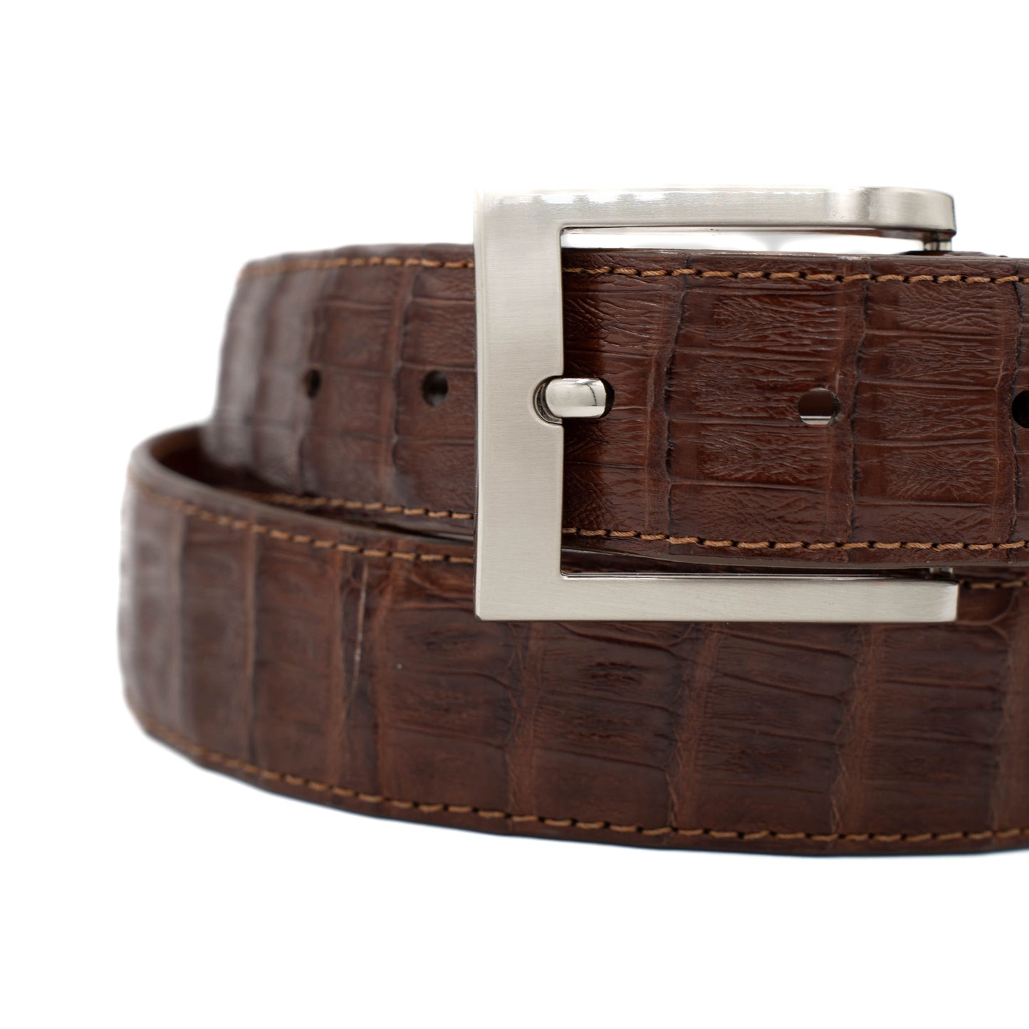 Brown Caiman Crocodile Leather Belt