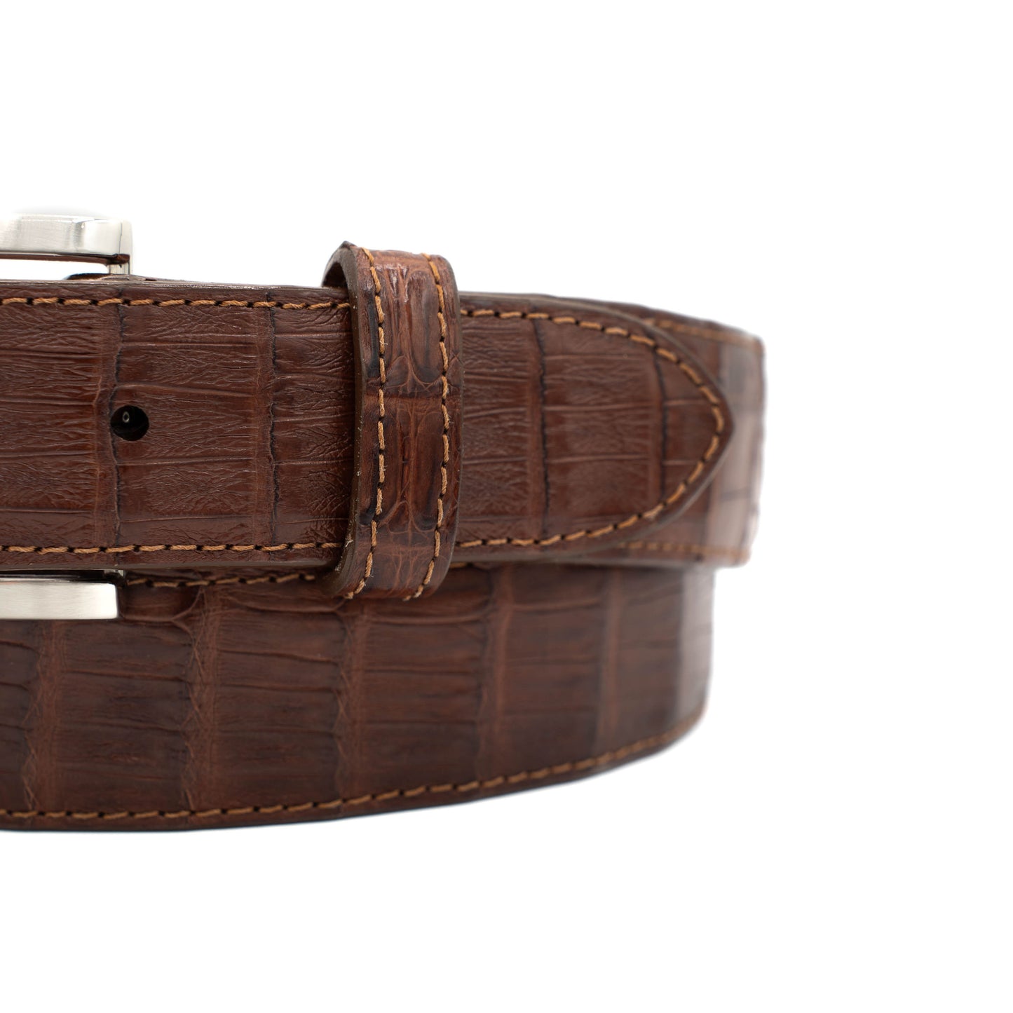 Brown Caiman Crocodile Leather Belt