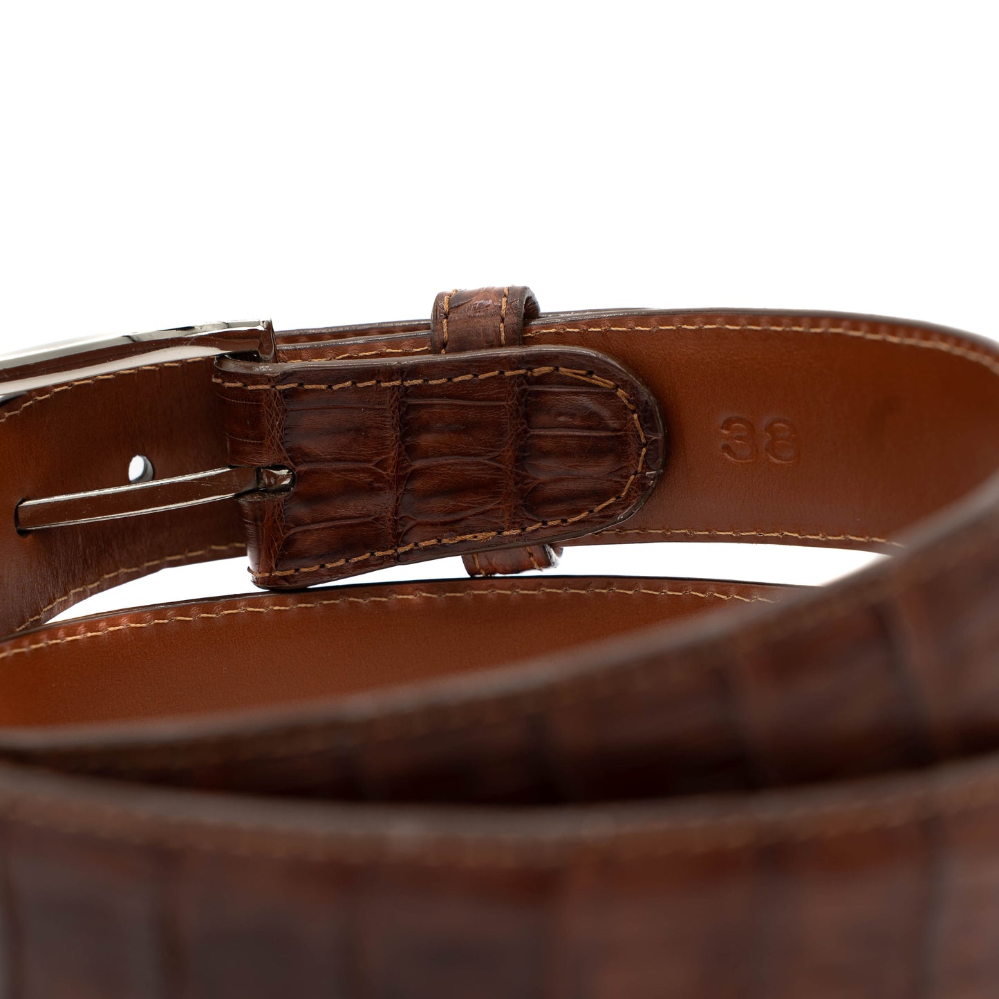 Brown Caiman Crocodile Leather Belt