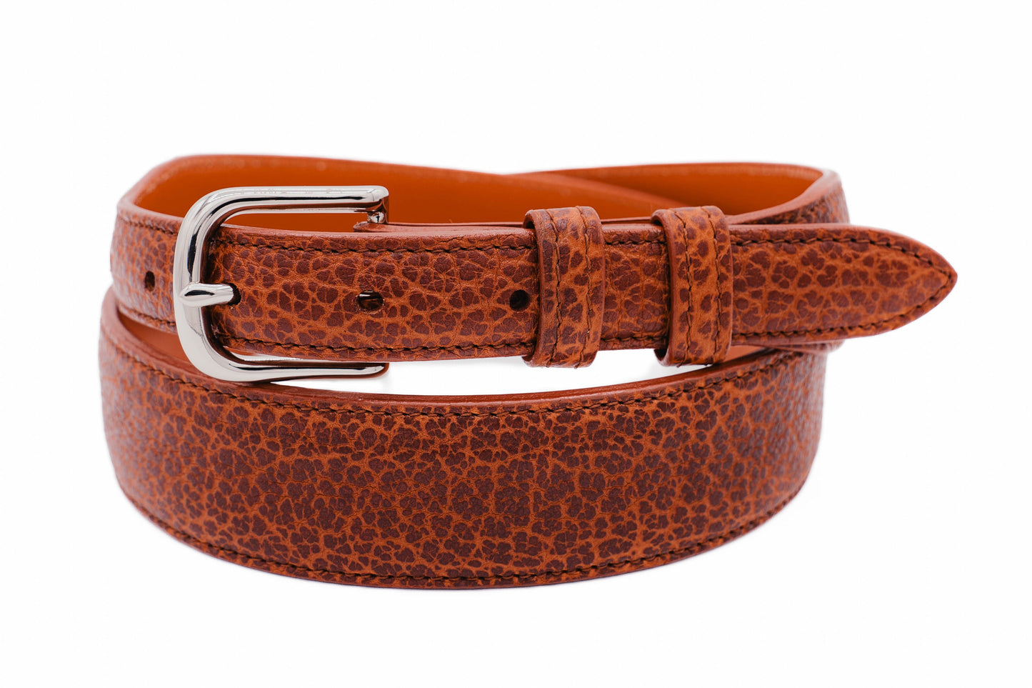 Cognac American Bison Leather Tapered Belt