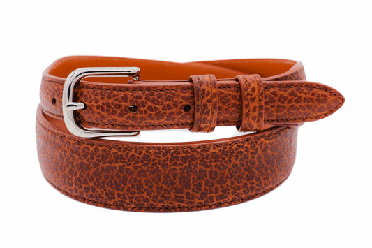Cognac American Bison Leather Tapered Belt