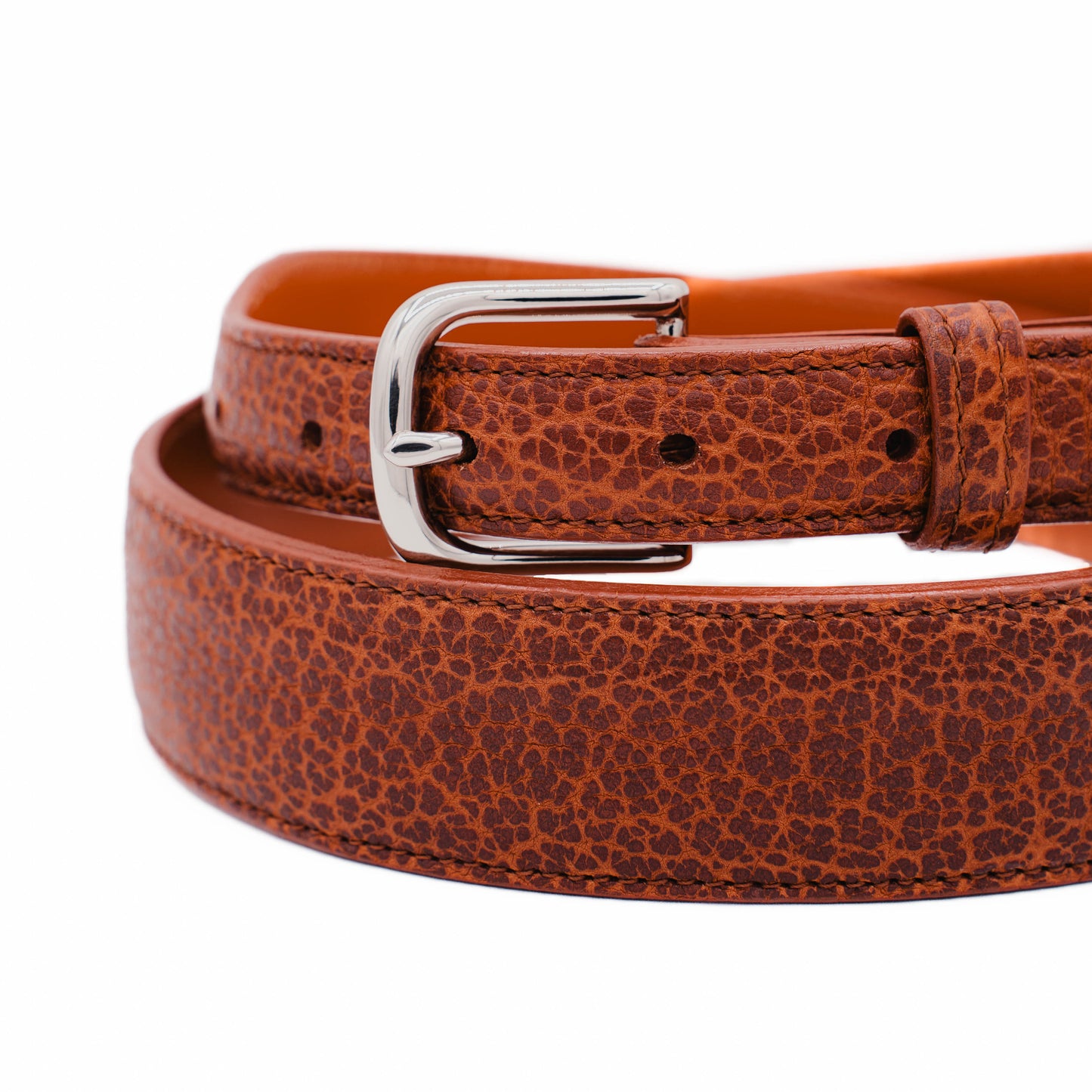 Cognac American Bison Leather Tapered Belt