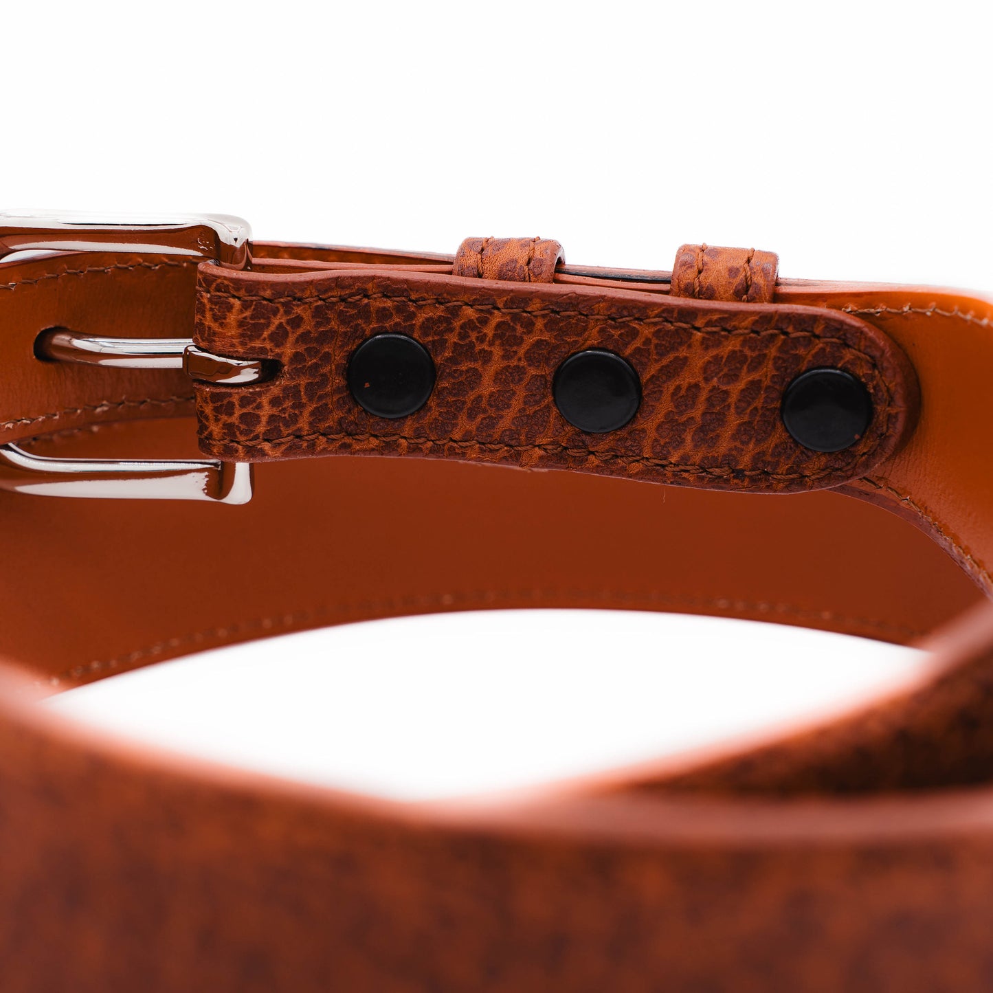 Cognac American Bison Leather Tapered Belt