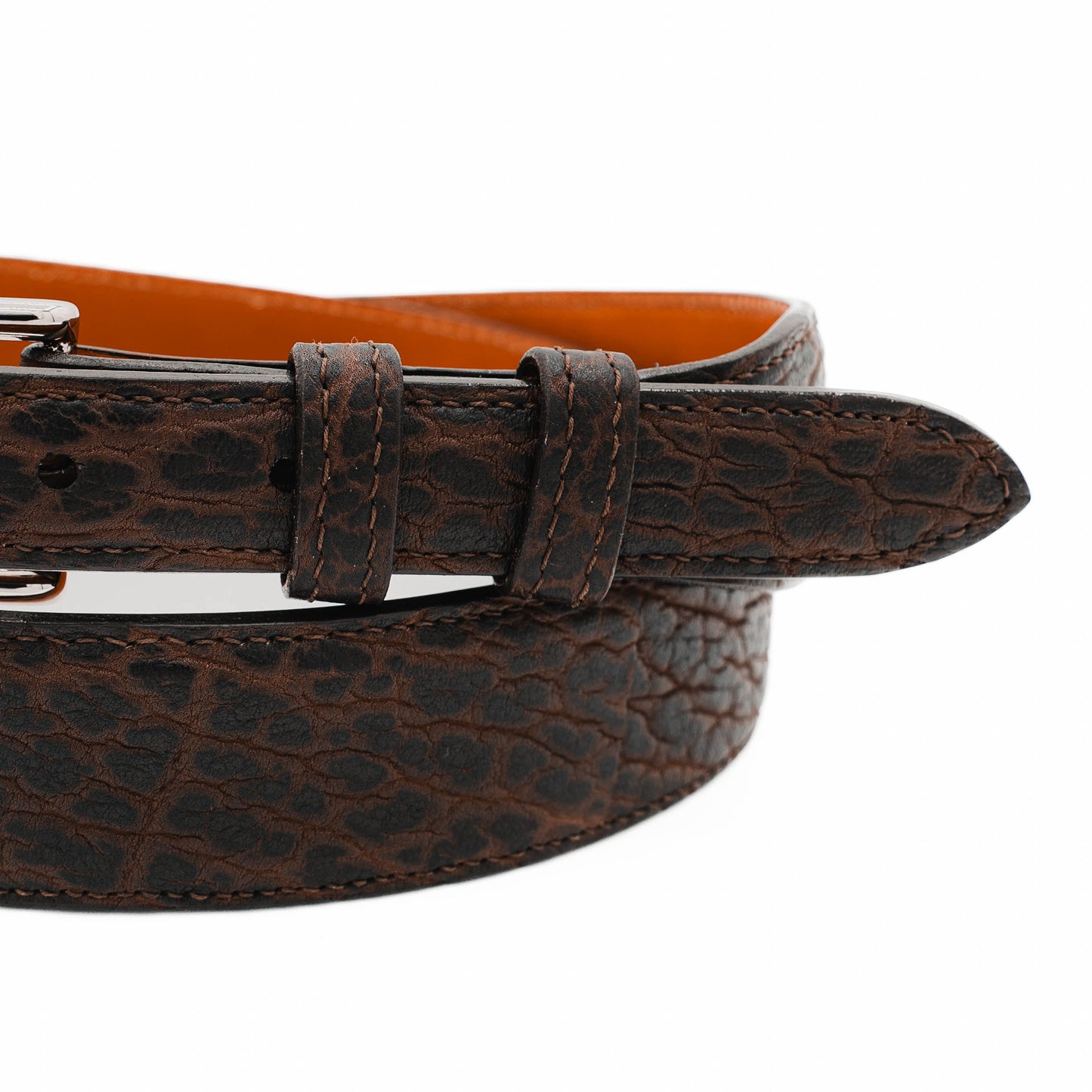 Brown American Bison Leather Tapered Belt