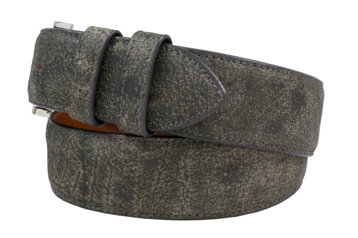 Gray Rustic Cape Buffalo Leather Belt