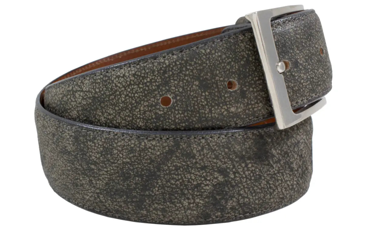 Gray Rustic Cape Buffalo Leather Belt