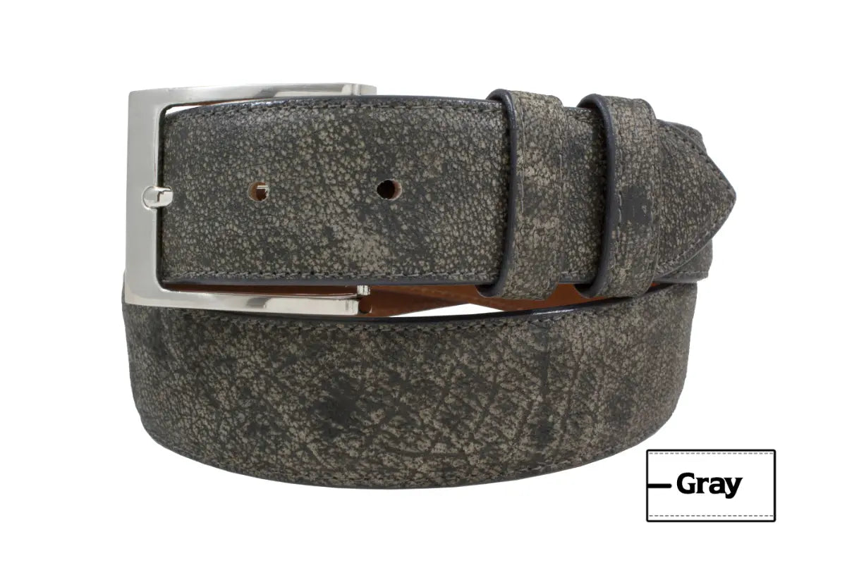 Gray Rustic Cape Buffalo Leather Belt