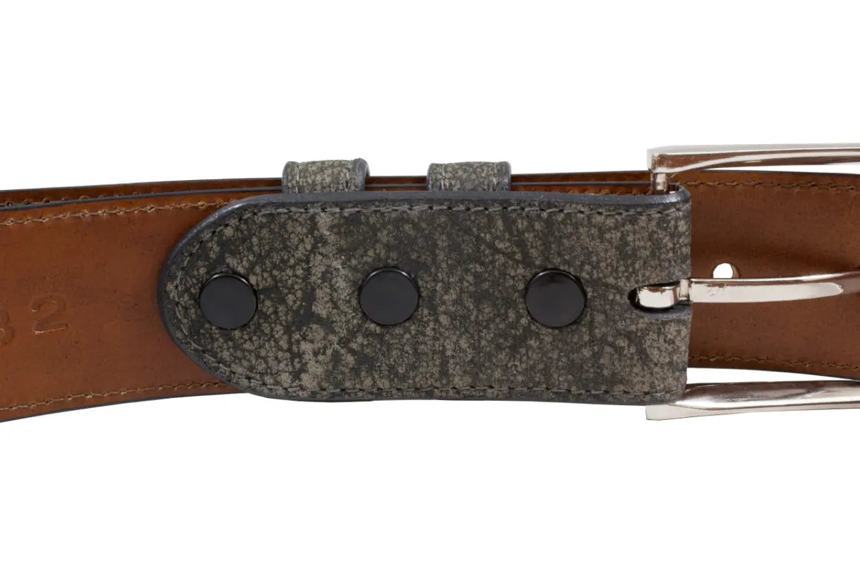 Gray Rustic Cape Buffalo Leather Belt