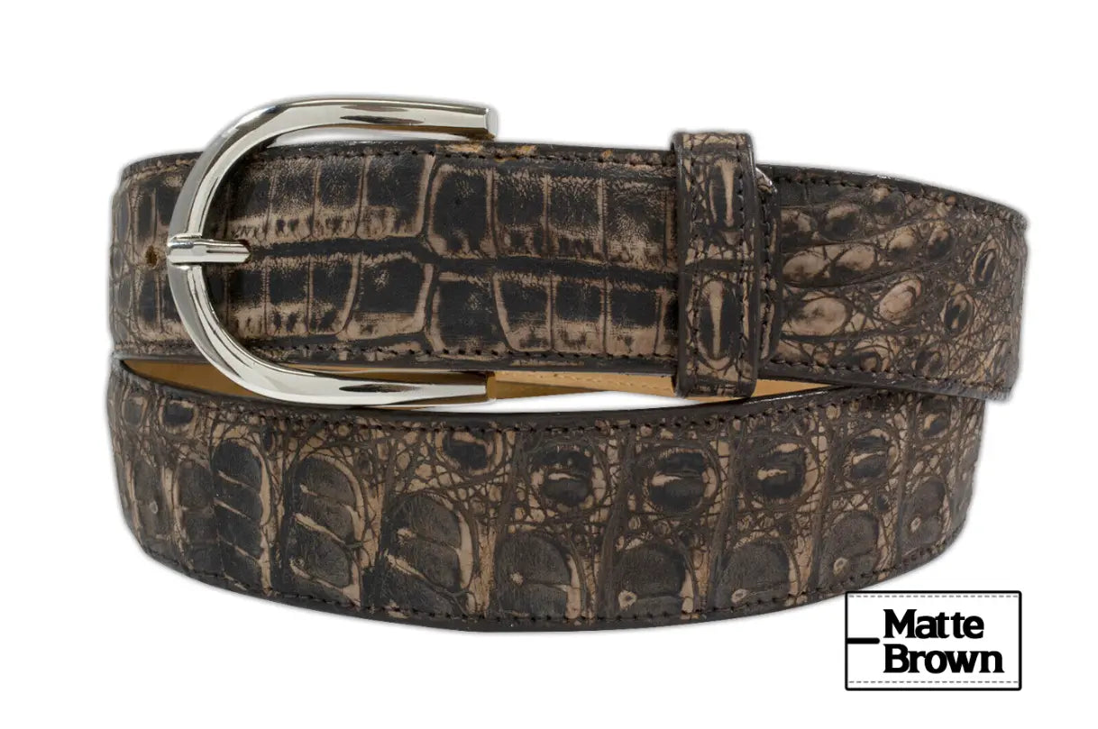 Matte Rustic Brown Alligator Leather Belt