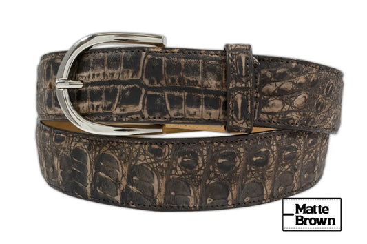 Matte Rustic Brown Alligator Leather Belt