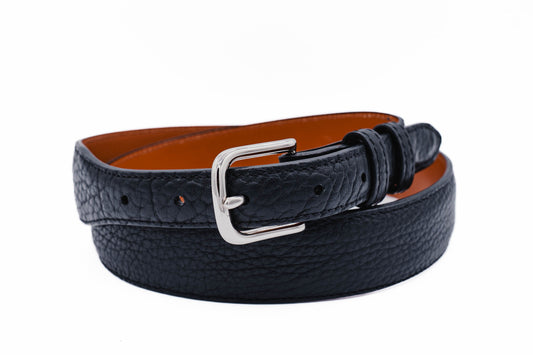 Black American Bison Leather Tapered Belt
