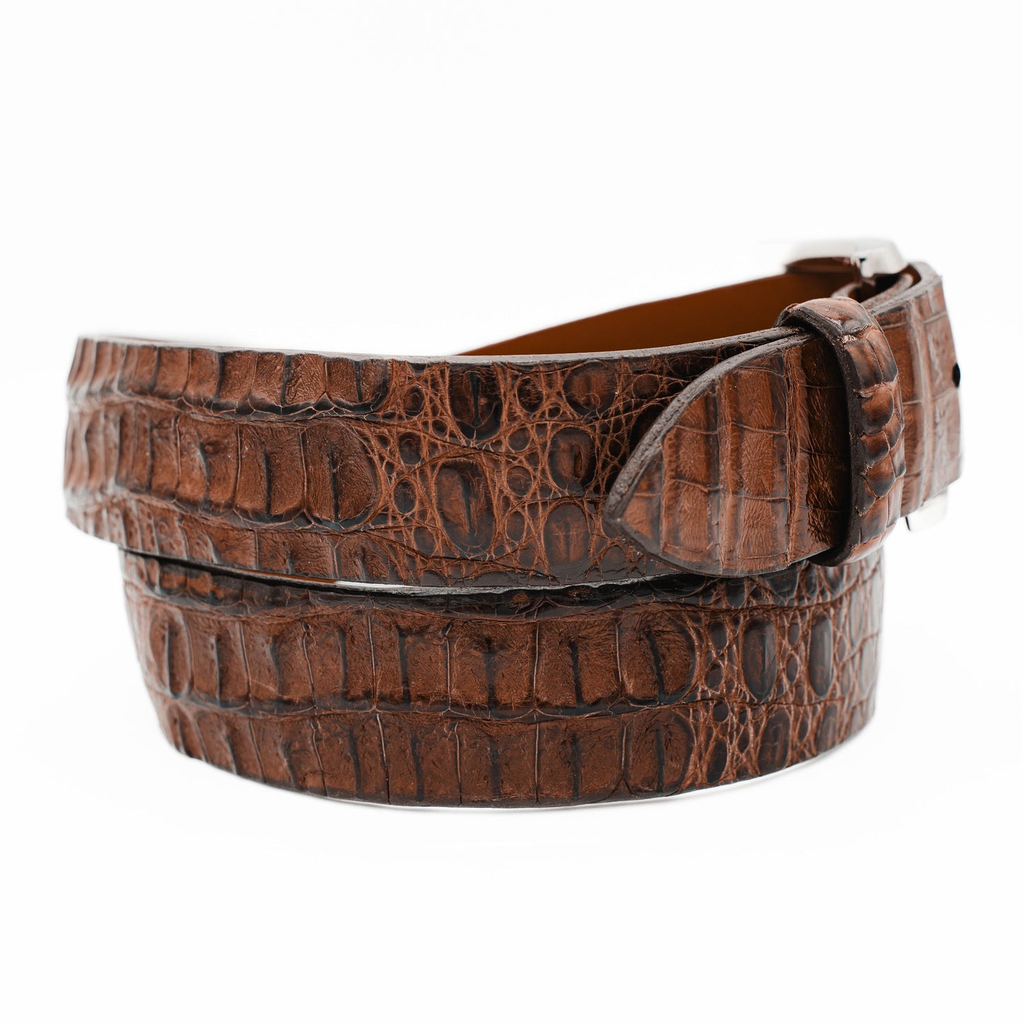 Hornback Cigar Brown Caiman Crocodile Leather Belt