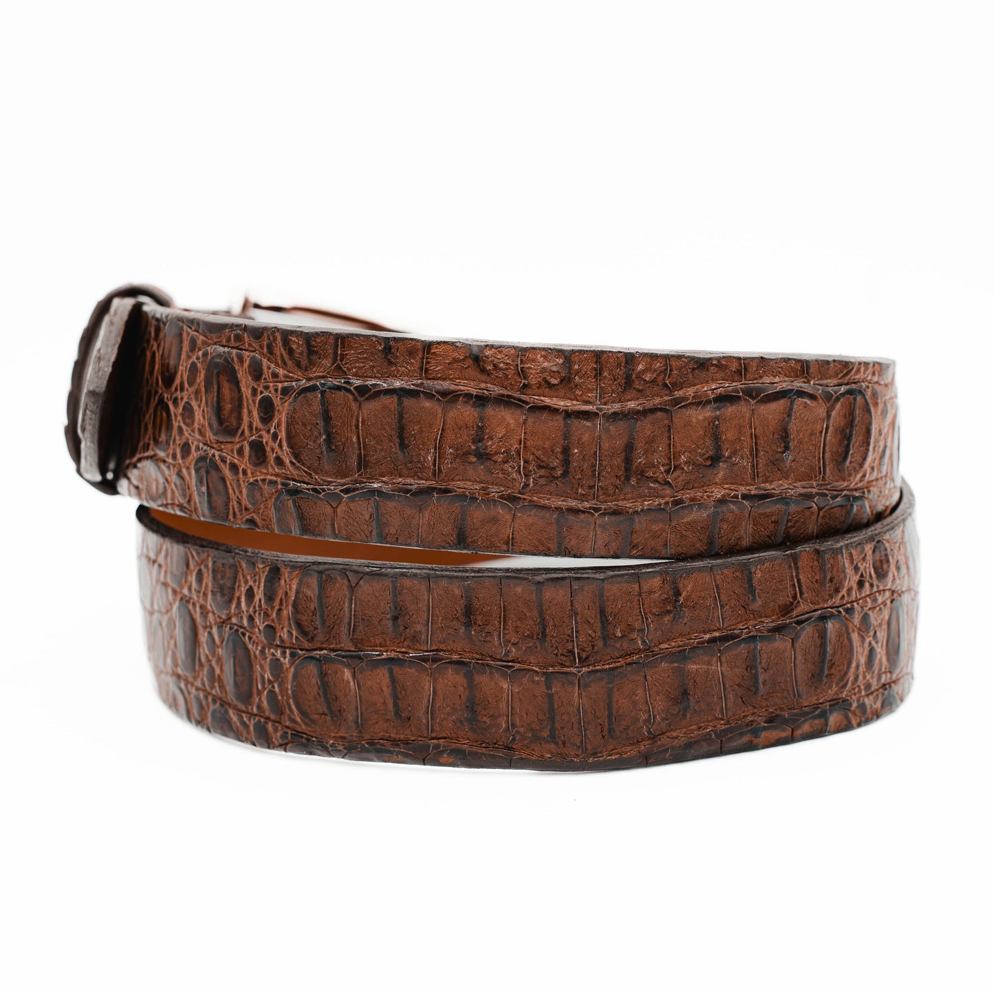 Hornback Cigar Brown Caiman Crocodile Leather Belt