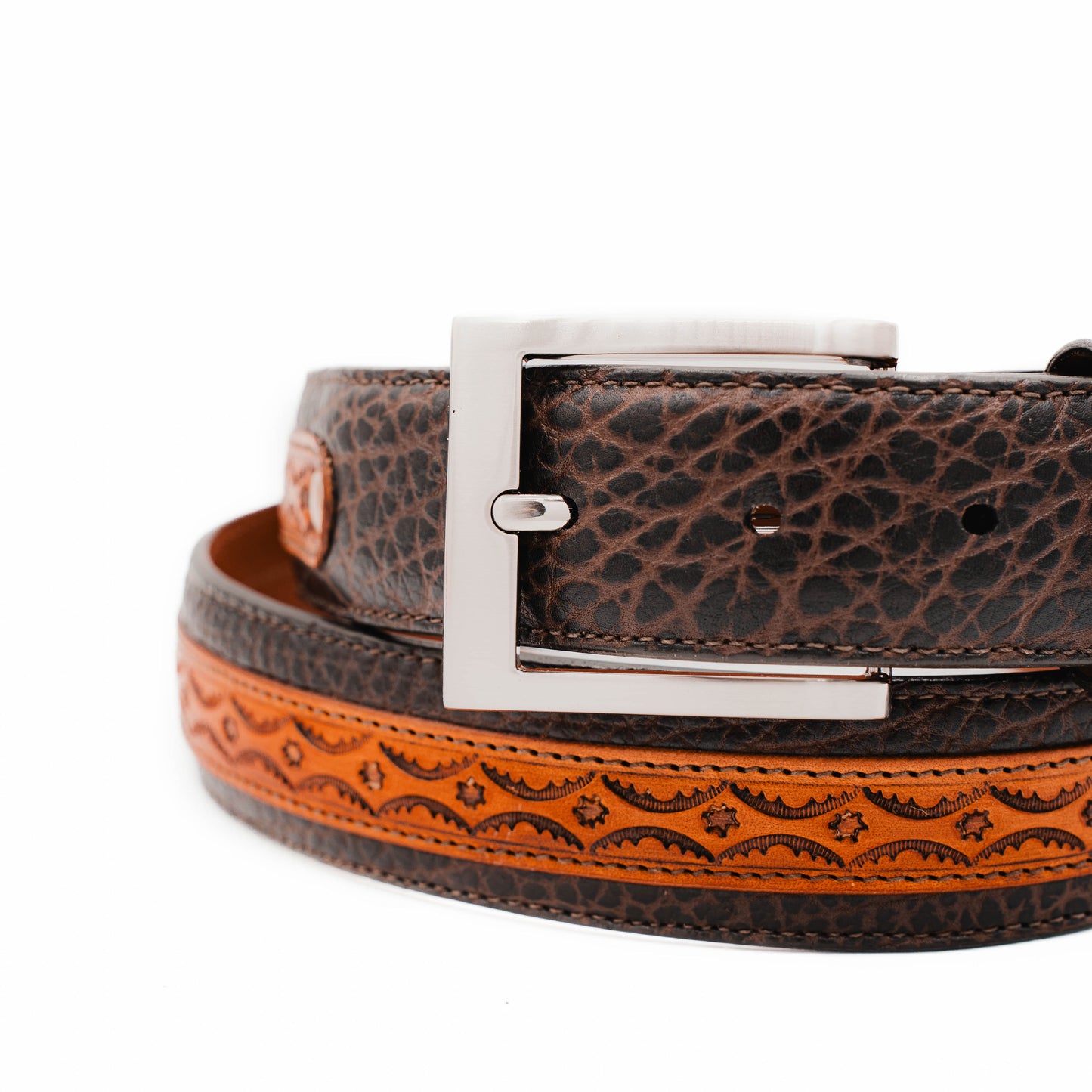 Santa Fe Brown American Bison Leather Belt