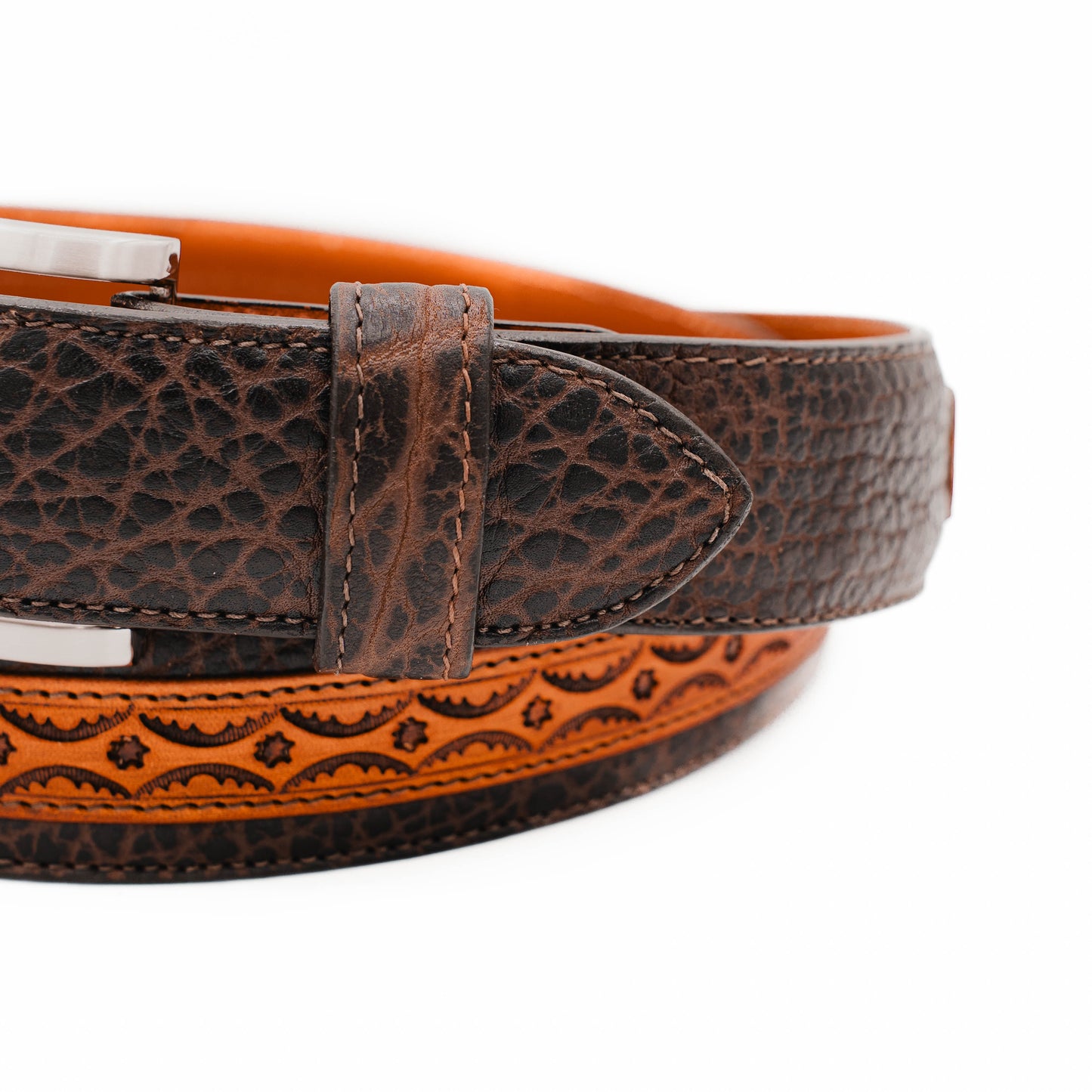 Santa Fe Brown American Bison Leather Belt