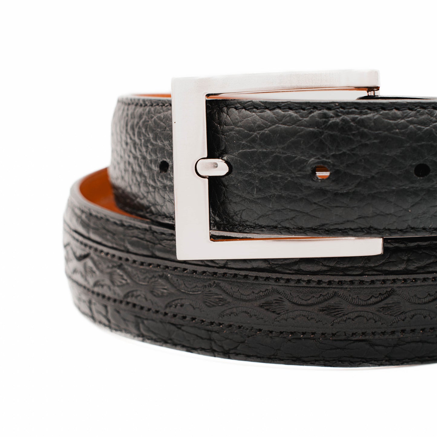 Santa Fe Black American Bison Leather Belt