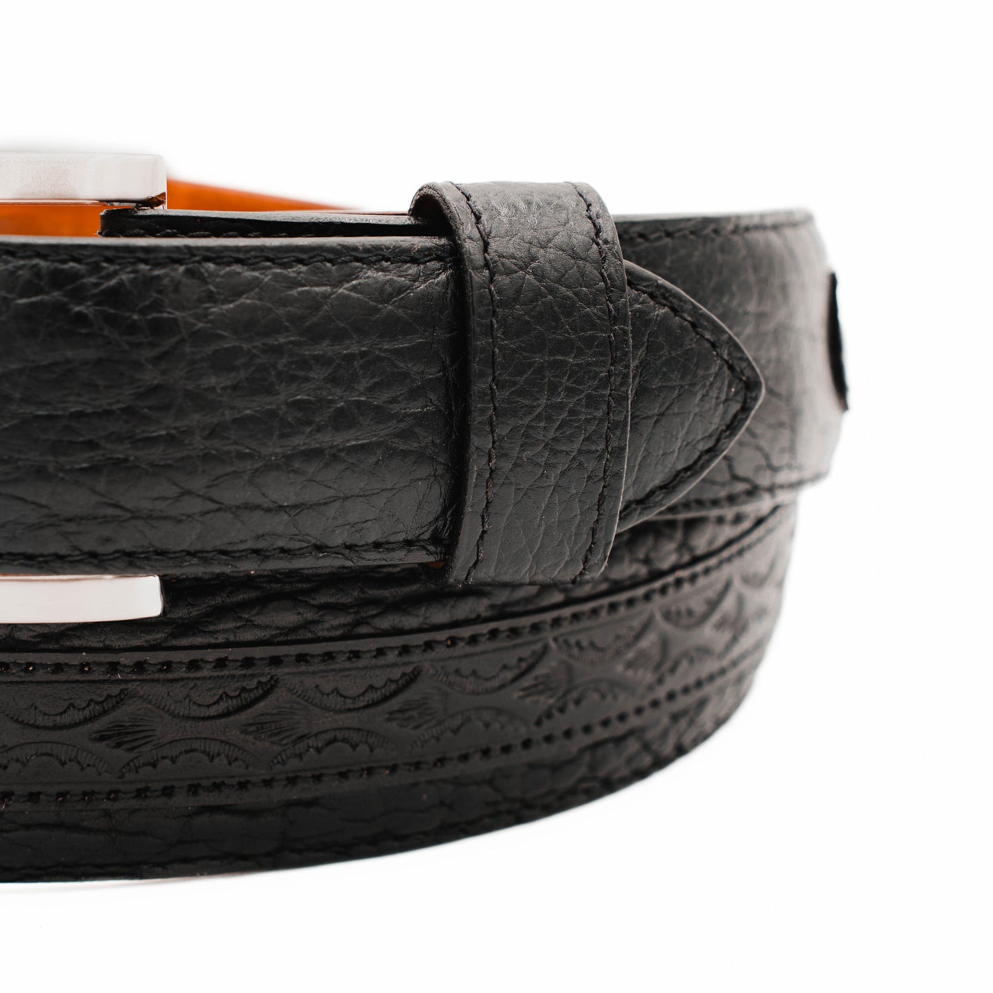 Santa Fe Black American Bison Leather Belt