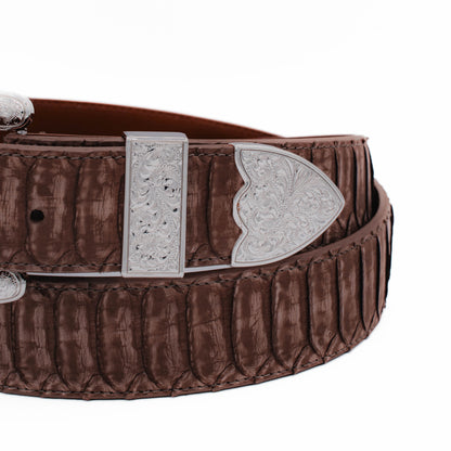 The "Taylor" Center Cut Washed Brown Python Leather Belt