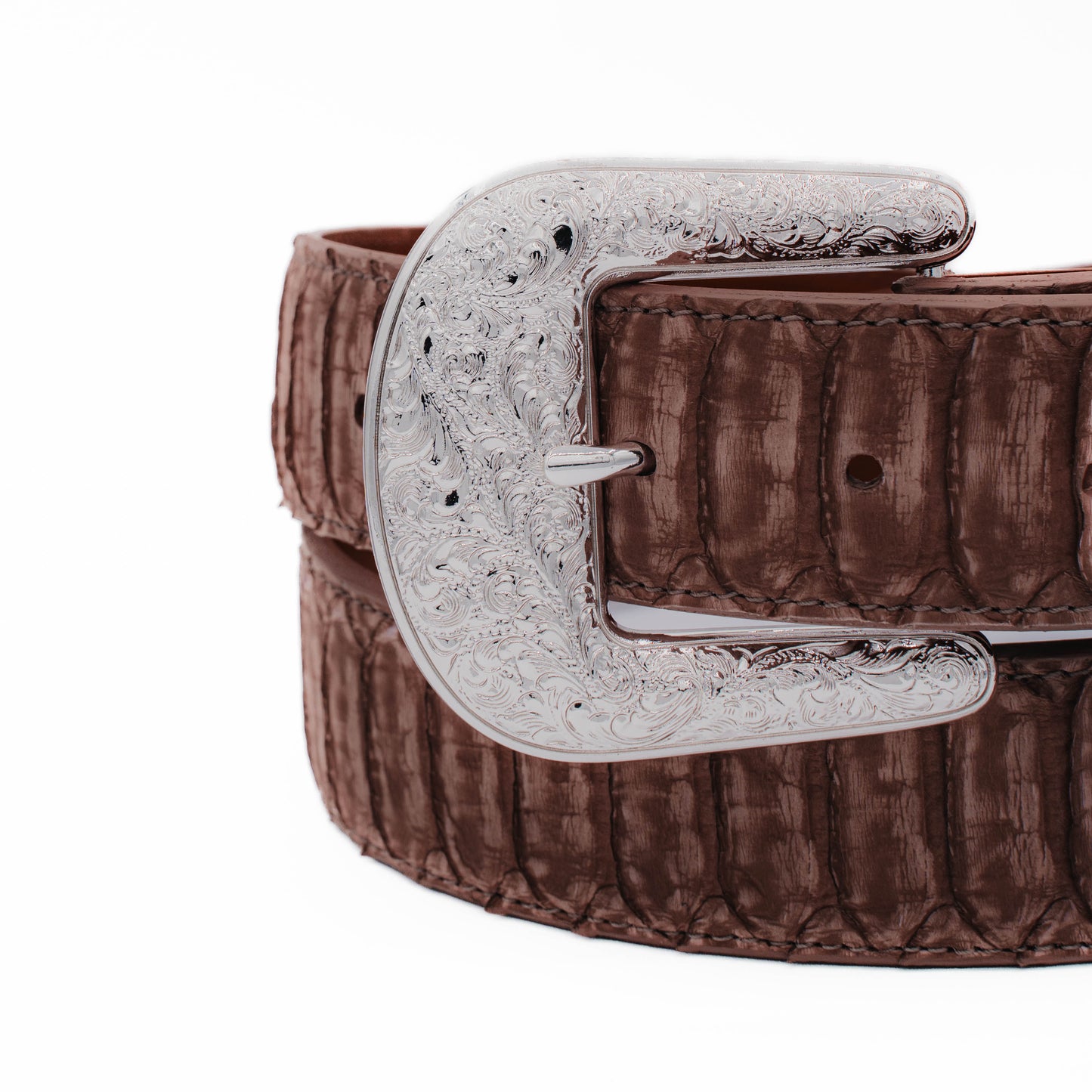 The "Taylor" Center Cut Washed Brown Python Leather Belt