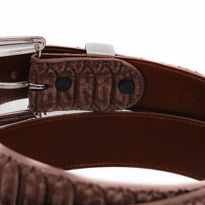 The "Taylor" Center Cut Washed Brown Python Leather Belt