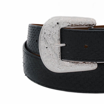 The "Taylor" Black Small Scale Python Leather Belt