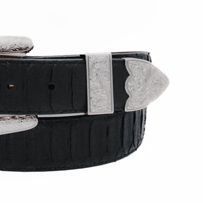 The "Taylor" Center Cut Black Python Leather Belt