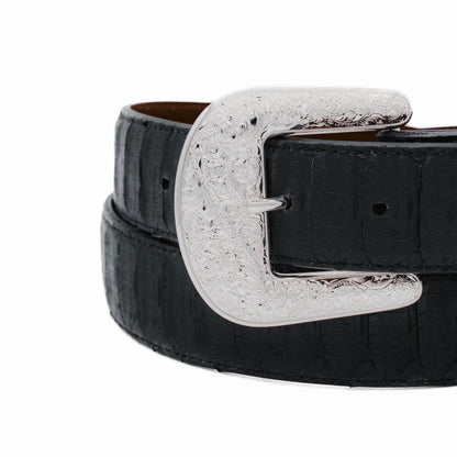 The "Taylor" Center Cut Black Python Leather Belt