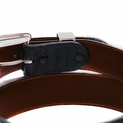 The "Taylor" Center Cut Black Python Leather Belt