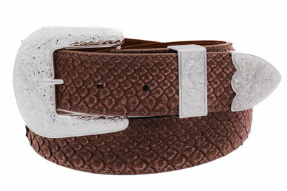 The "Taylor" Washed Brown Small Scale Python Leather Belt