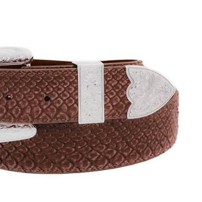 The "Taylor" Washed Brown Small Scale Python Leather Belt