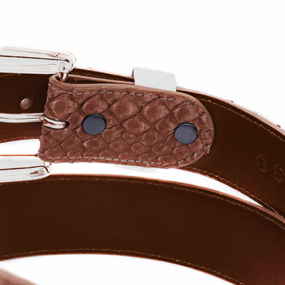 The "Taylor" Washed Brown Small Scale Python Leather Belt