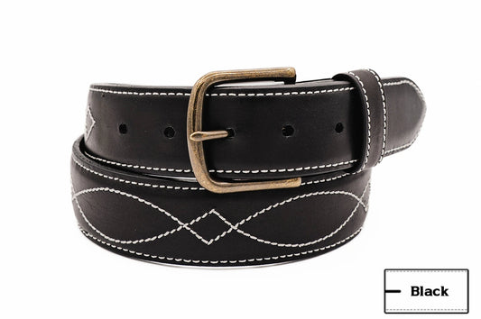 Buckaroo Black Italian Calf Leather Belt