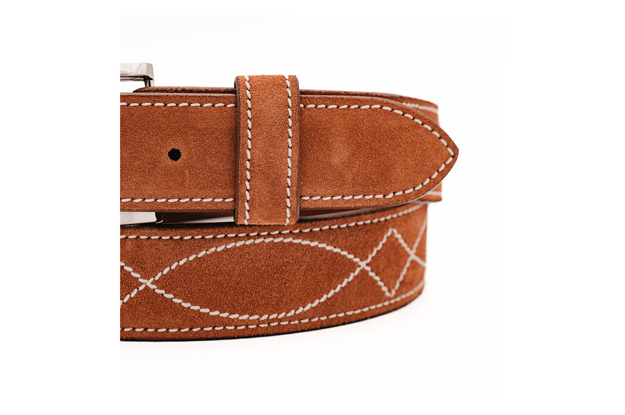 Buckaroo Brick Italian Suede Leather Belt