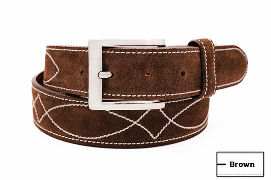 Buckaroo Brown Italian Suede Leather Belt