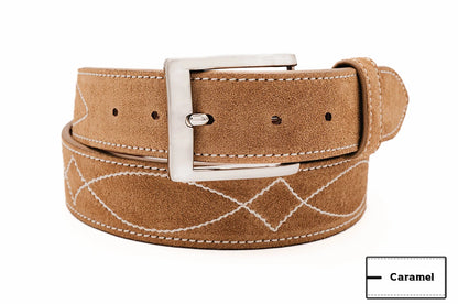 Buckaroo Caramel Italian Suede Leather Belt