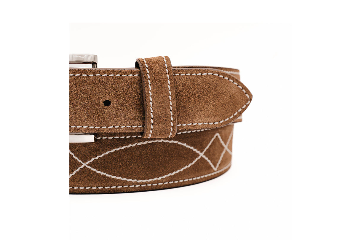 Buckaroo Cognac Italian Suede Leather Belt