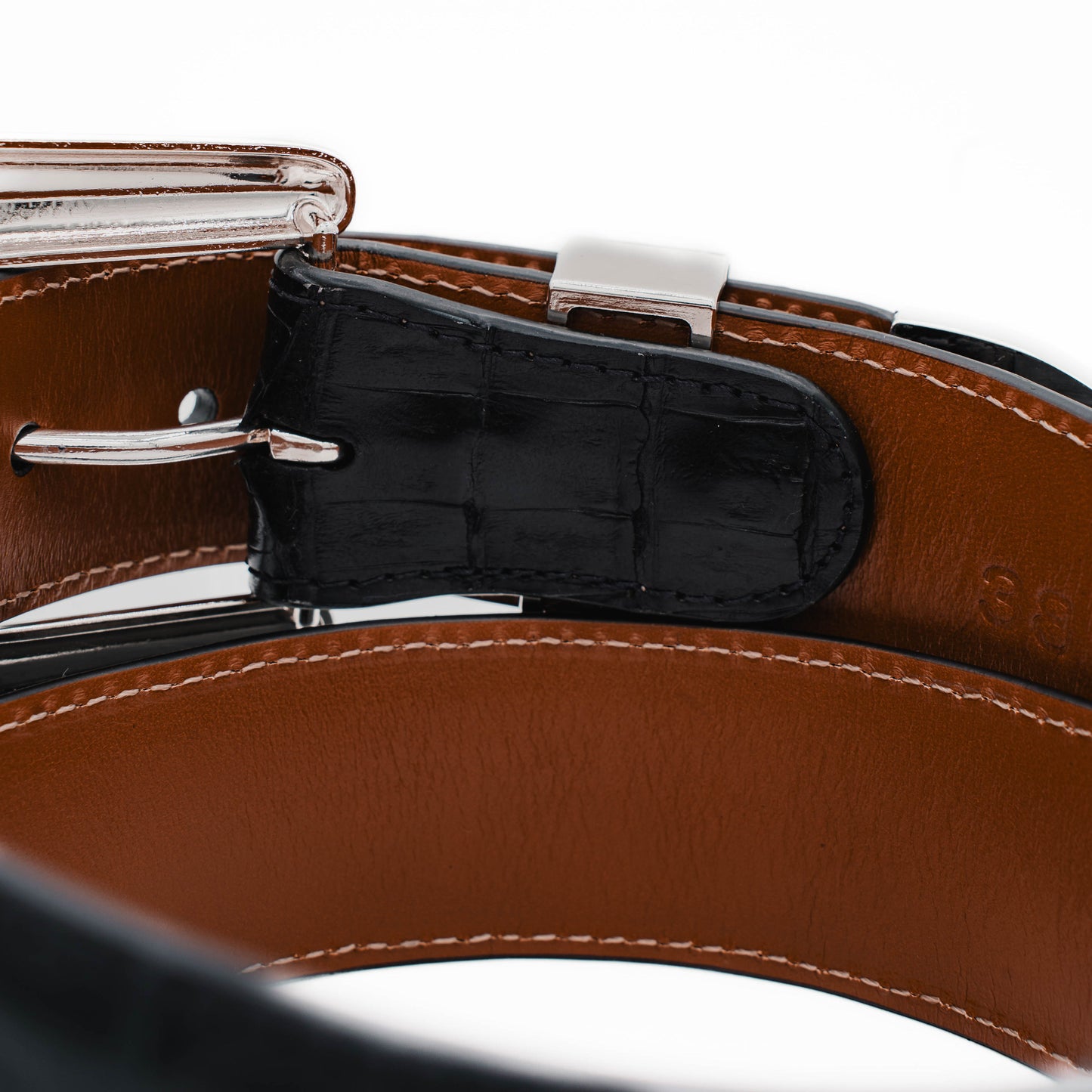 The "Taylor" Black Crocodile Belly Leather Belt