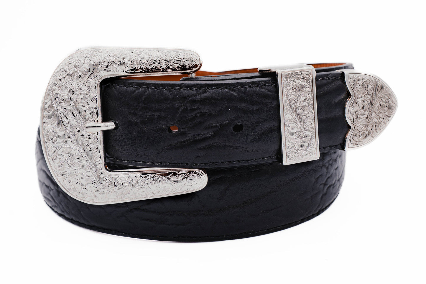 The "Taylor" Black Bull shoulder Leather Belt